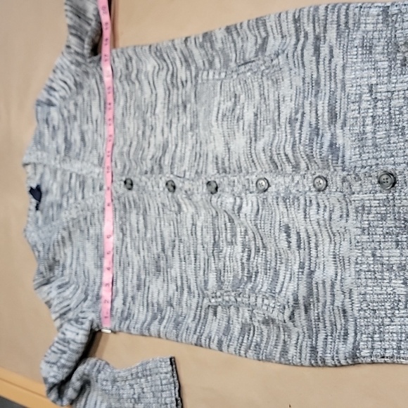 Gap Size M Gray White Black Marled Button Front Cardigan Sweater with Pockets - Picture 7 of 13